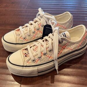 Converse Boho Crochet Platform Sneakers, Size 5.5, NWT!